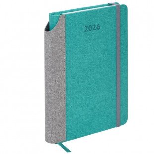 Ежедневник датированный 2026  BRAUBERG "Mosaic", А5, 168 листов,  под кожу, бирюзовый