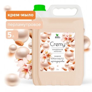Мыло жидкое CLEAN&GREEN "Cremy", "Миндальное молочко" увлажняющее, с перламутром, 5 л