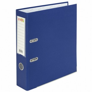 Папка-регистратор STAFF "Profit" покрытием из ПВХ, 75 мм, с метал. уголком и карманом , синяя