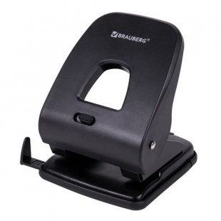 Дырокол с линейкой BRAUBERG "SX-40" на 40 листов, металл/пластик, черный